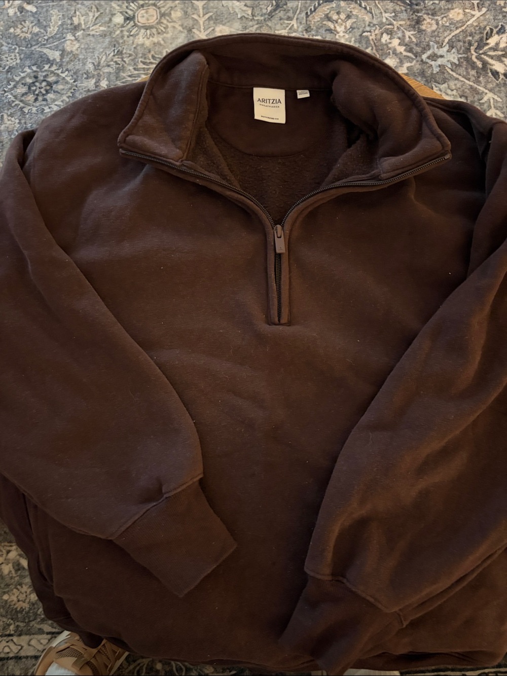 Aritzia Women’s Dark Brown Half-Zip Pullover Sweater and sweatpants set